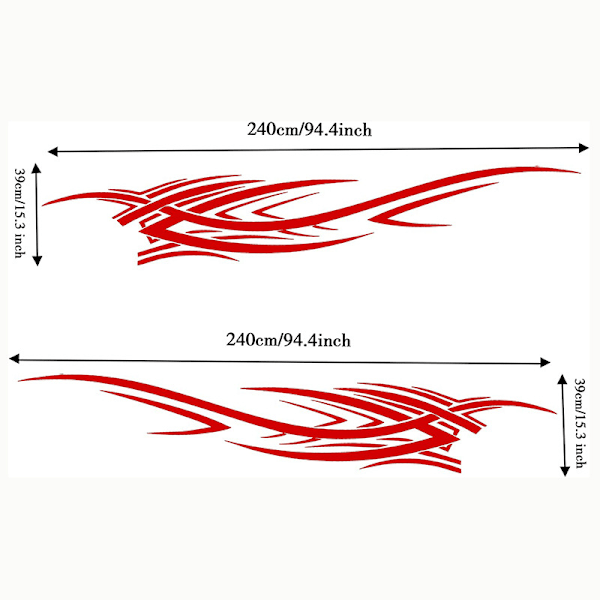(Röd) 2 st 240 cm flammor grafik bil karosseri sidodekaler flamma racing sport stripe bil D