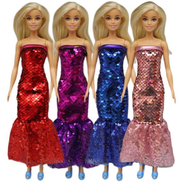 4 stk Barbie dukkeklær til 30 cm dukker (D)