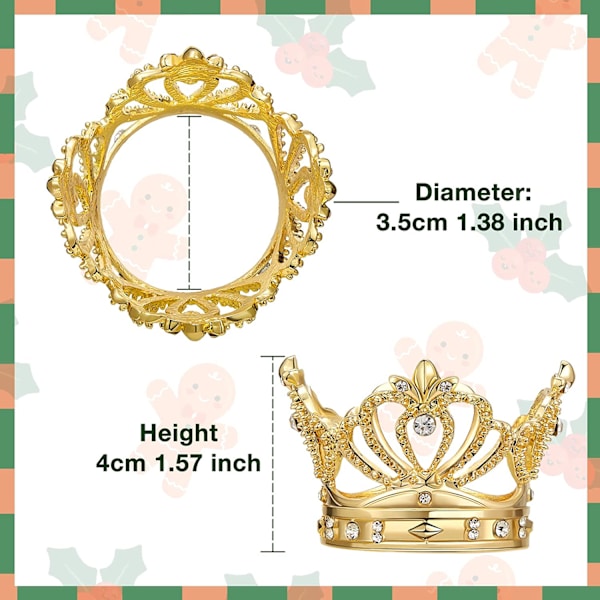 Gull Serviettringer Sett med 6 - Krone Rhinestone Jul Serviettringer