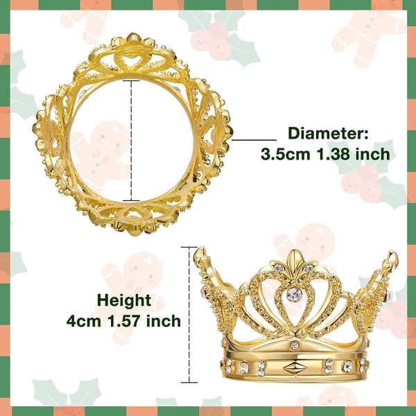 Kultaiset lautasliinasormukset 6 set - Crown tekojalokivi joululautasliina R