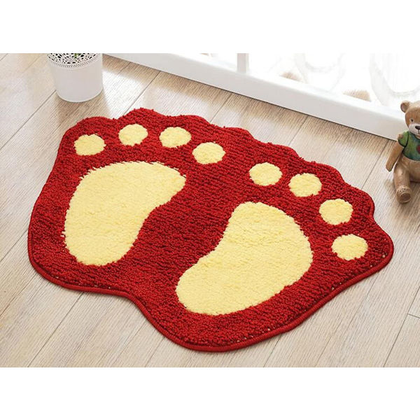 Rød - 48x67cm - Badeværelsesmåtte - Skridsikker - Vandabsorberende - Mikrofiber