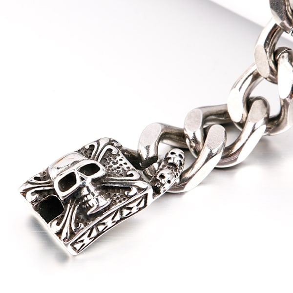 Homme Grand Acier Inoxydable Chaîne Gourmette Bracelet AVCE Fleu