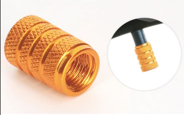 Däckventilhattar, Guld, 4 st/förpackning, Anodiserad aluminium, Korrosion