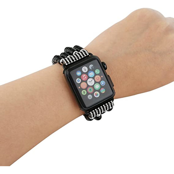 Perleklokkearmbånd (svart), kompatibel med Apple Watch Band 42/4