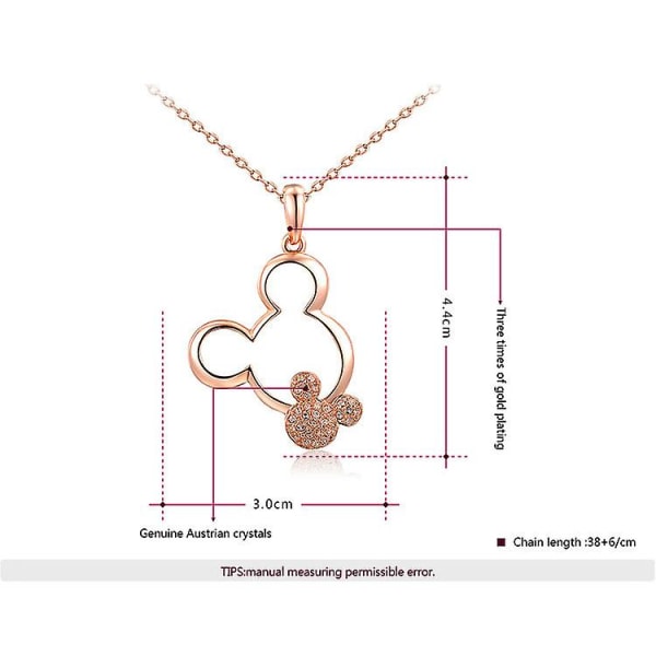 Hänge Noble Fashion Halsband Ros Guld Kristall Söta Mickey