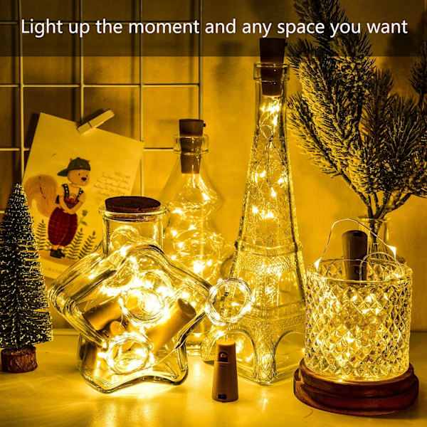 Paket med 12, 20 LED Flaskljus Fairy String LED-lampor (Varmvit)