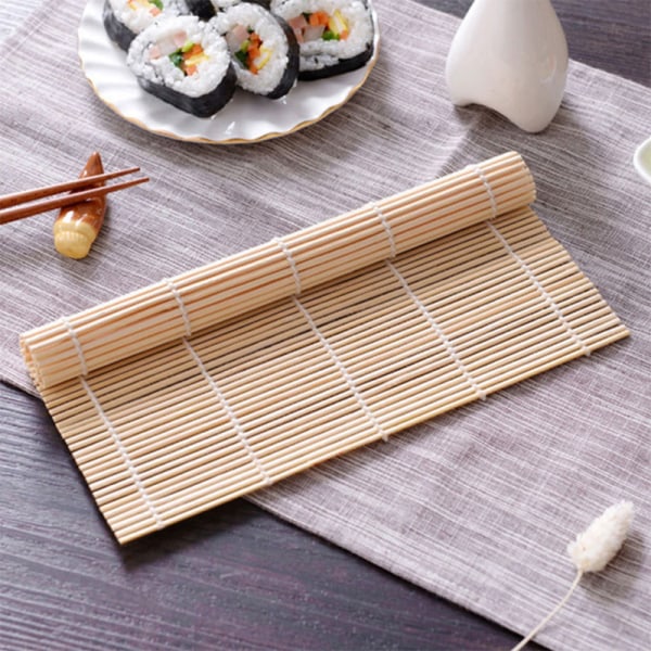 2 stk. Naturlig Bambus Sushi Rulle Ruller til at lave Sushi 9,4 x 9,4