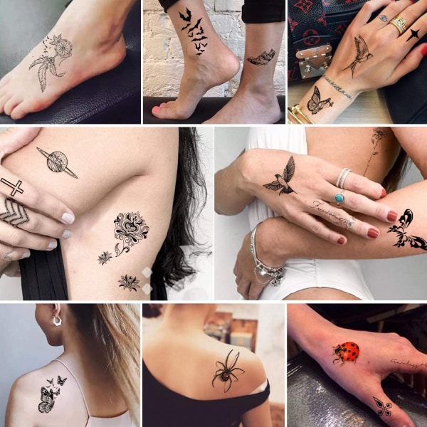 30 ark store blomstertatovering Midlertidige tatoveringer Blandede  stilarter Bod 2396 | Fyndiq