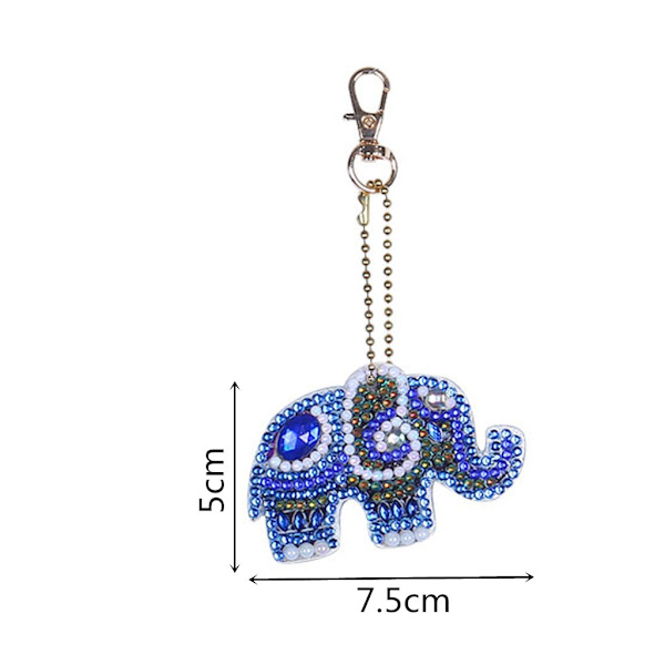 Fem sett med 5D DIY diamantmaleri nøkkelring, rhinestone maling