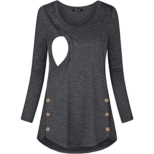 Dame Button Side Maternity Robe Amning Top XXL Sort
