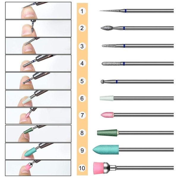 20PCS Negleboremaskin, Negleboremaskinsett Profesjonelt Salongverktøy