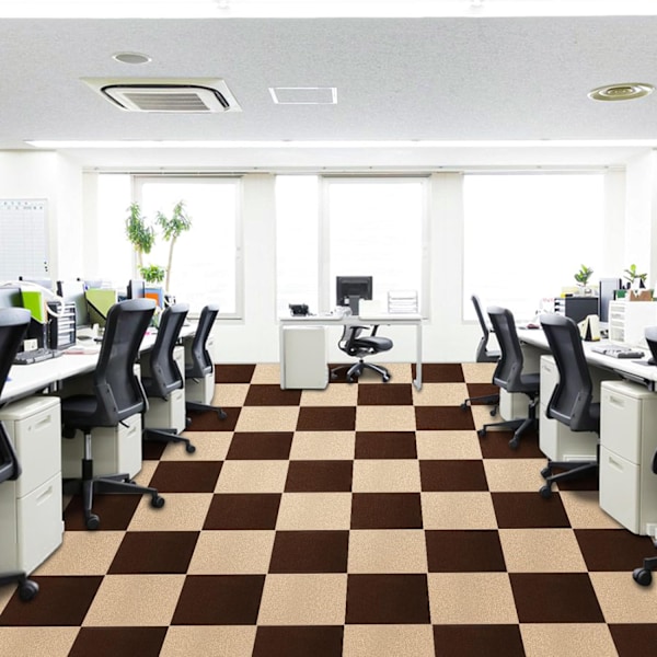 Teppefliser 30 x 30 cm Selvklebende Teppefliser Sklisikre Gjenbrukbare Teppeflater (10 stk) Khaki