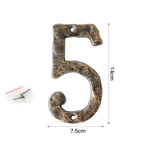 5.5 Inch House Numbers- Unique Cast Iron Metal Address / Mailbox