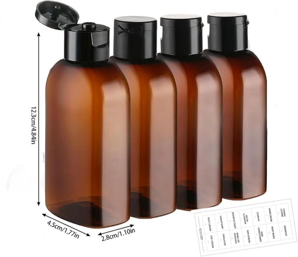 4 stk. Reise Kosmetikk Dispenser Sett (100ml, Brun)