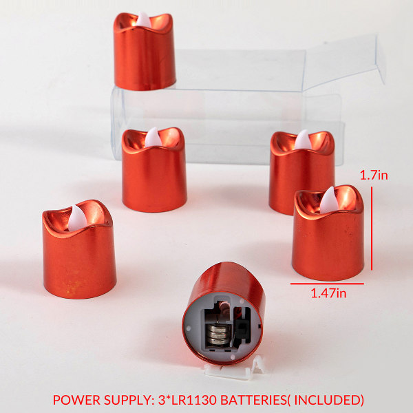 6 kpl punaiset LED-kynttilävalot jouluun, juhliin ja häihin