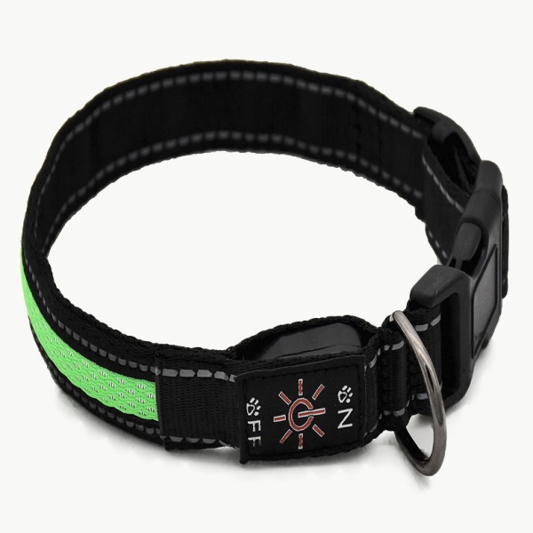 Grøn (medium (40-55 cm)) LED-halsbånd til hunde, justerbart hundehalsbånd med