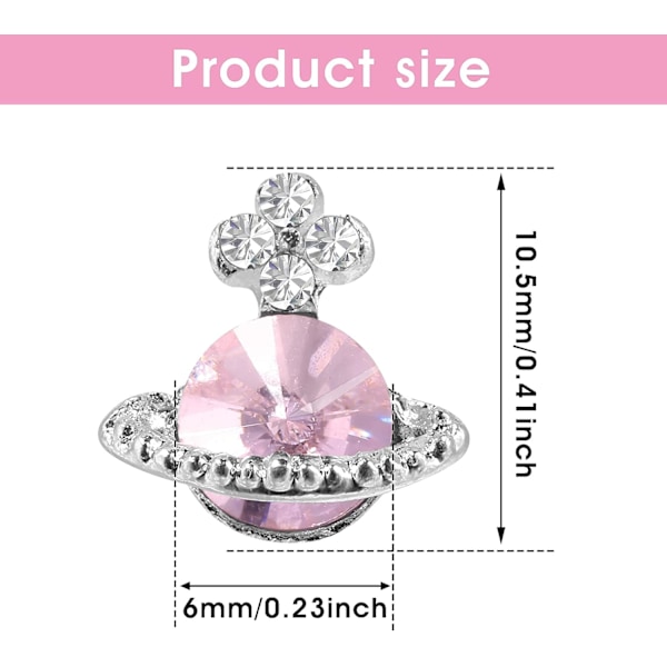 10 stk. planet negle sten, legering diamant krystal charme luksus