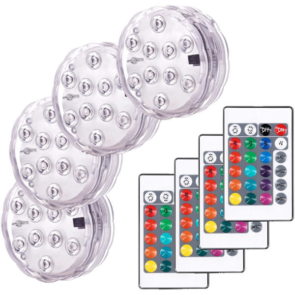 LED-lys, flerfarvet RGB 10-LED-lys, vandtæt undervands-Li