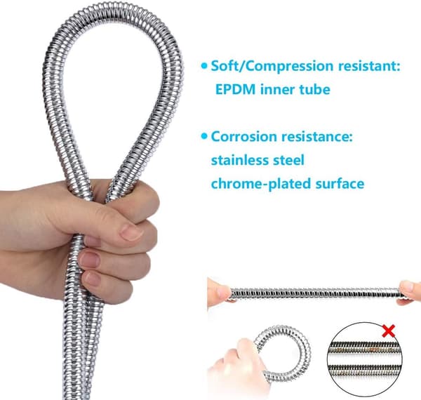 2m rustfrit stålslange til bruser, anti-twist, standard bruseslange