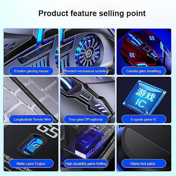 Gaming Mus Wired Mus 6D 4-Hastighed DPI RGB Gaming Mus til