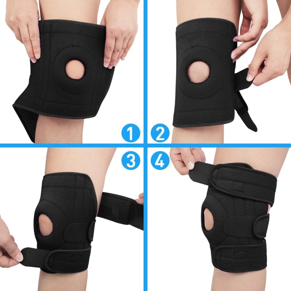 Knesupport med åpen patella-design for leddsmerter, sport, innendørs