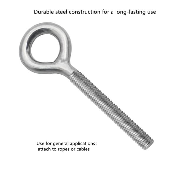 Sæt med 12 M6 x 70mm ringbolte 304 rustfrit stål - ringgevind