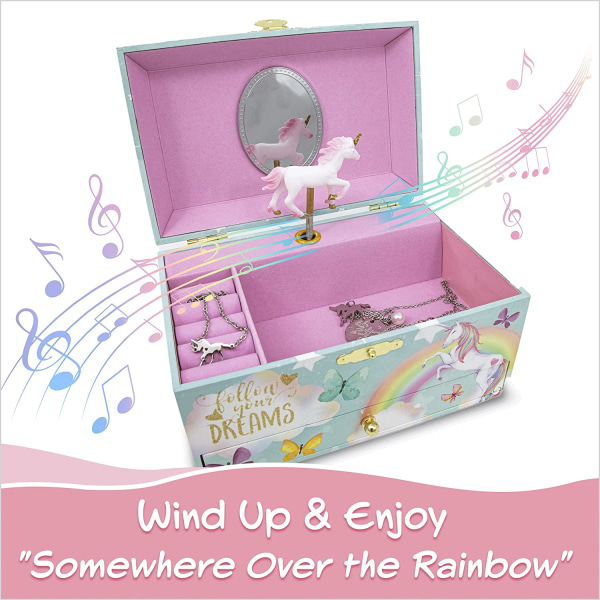 Unicorn smykkeskrin for jenter og gutter - Musical Girls Jewelry Org