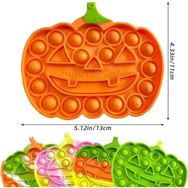 Halloween Pumpa Pop Fidget Leksaker, 5-pack Push Pops Bubbla Fidget
