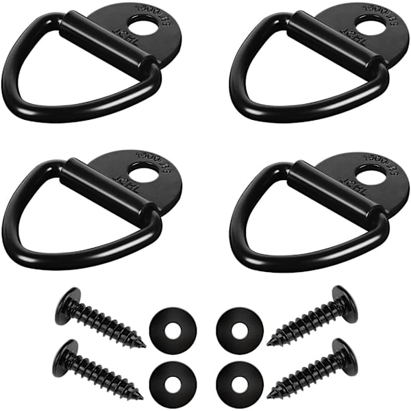 4 stk. Cargo Tie-Down Ankre, 2\" Sort Stål V-Ring Bolt On Trai
