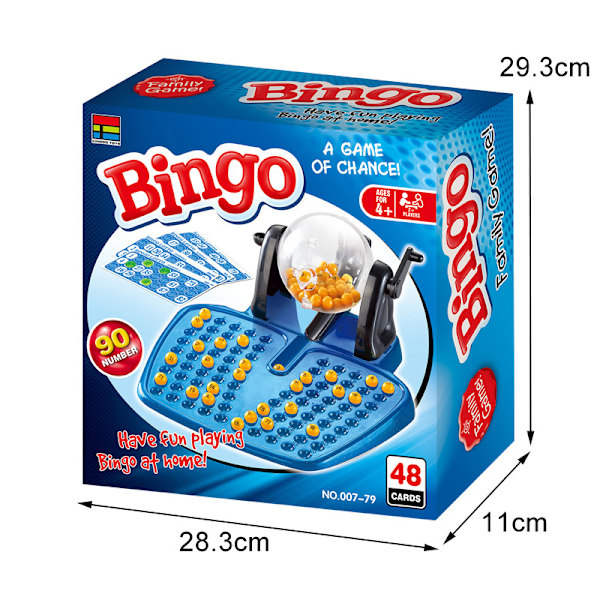 Traditionelt bingospil med kugler, dispenser og bingokort