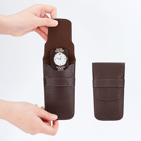Bärbar klockorganisatör presentpåse unisex enkel fog konstläder