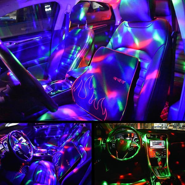 Mini bärbara LED-dj-ljus för bil, röststyrda LED-ambientljus