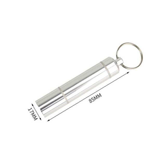 A silver 17×85MM portable metal toothpick holder lightweight alu