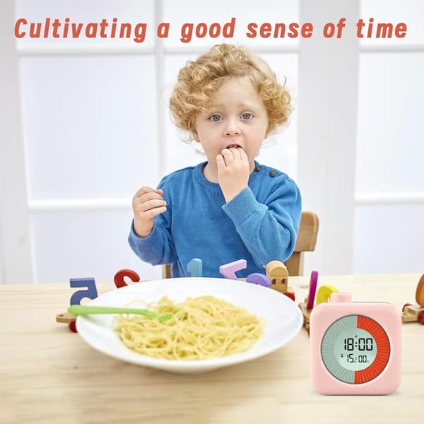Digital visuell timer (rosa), 3 i 1 med timer, klokke og alarmfunksjon