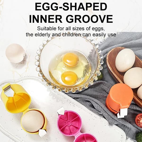Eggeskallkutter, Eggedelere, 3-pakning, Ingen skitne hender, Eggknekkeverktøy for rå egg