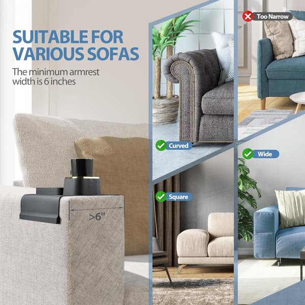Sofa brett (svart), Sofa koppholder brett, Multifunksjonell silikon