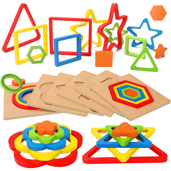 Toddler Puzzles Wooden Toys Montessori Shape Sorting Puzzle Sens