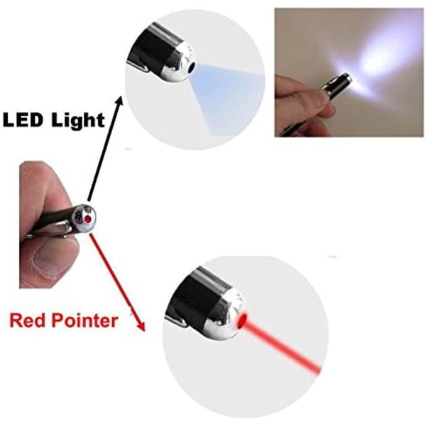 [2 stk.] 4-i-1 Universal Touch Screen Stylus + Kuglepen + Pointer + LED Lommelygte til Smartpho