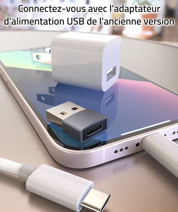 Grå USB C til USB-adapter 3-pak Kompatibel med iPhone 13 12 Pr