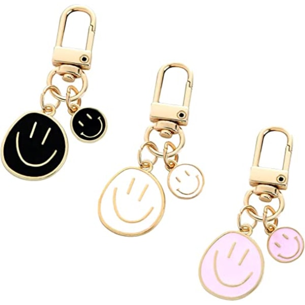 3 stk Smile Expression nøkkelringer for kvinner, Bag Charms Key C