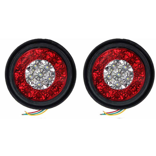 2 stk. 16LED dobbelt farve baglygte gummiring lastbil rund baglygte rød hvid