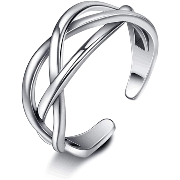 Kvinnors S925 Sterling Silver Tumring Keltisk Knutadjusterbar O