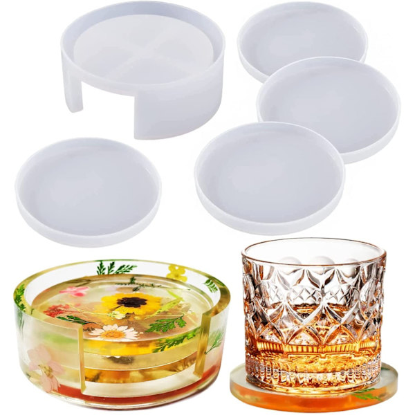 5 stk. Coaster Resinforme, Coaster Siliciumforme til Epoxy Resi