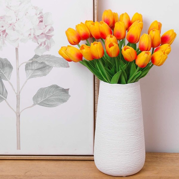 10 stk oransje kunstige tulipaner, falske blomster i latexmateriale B