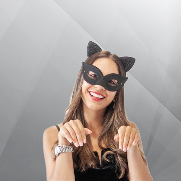 Glitter Cat Ear Head + Cat Mask | Barne- og voksenfest, jul