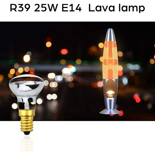 2 stk. R39 E14 Reflekterende pære Spotlight Justerbar Lava lampe 25W