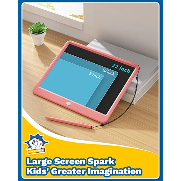 10 tommer LCD skrivetablet (lyserød) til voksne børn, børnetegninger Pink