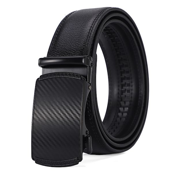 3,5 cm * 125 cm Herre skinnbelte, automatisk spenne skinn Ratch