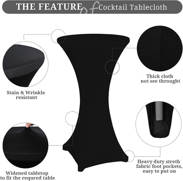 3-pakning Stretch Square Corner Cocktail Spandex Duk