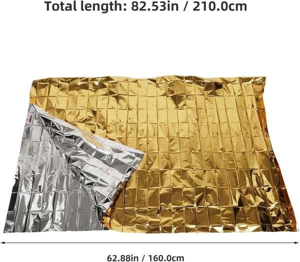 10 stk. overlevelsesdækken, termiske tæpper, overlevelsesredningstæpper 160*210cm (guld/sølv)